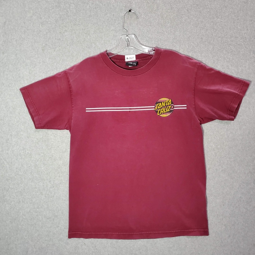 VINTAGE‎ Santa Cruz Men Shirt Medium Red Graphic Skateboard NHS Short Sleeve